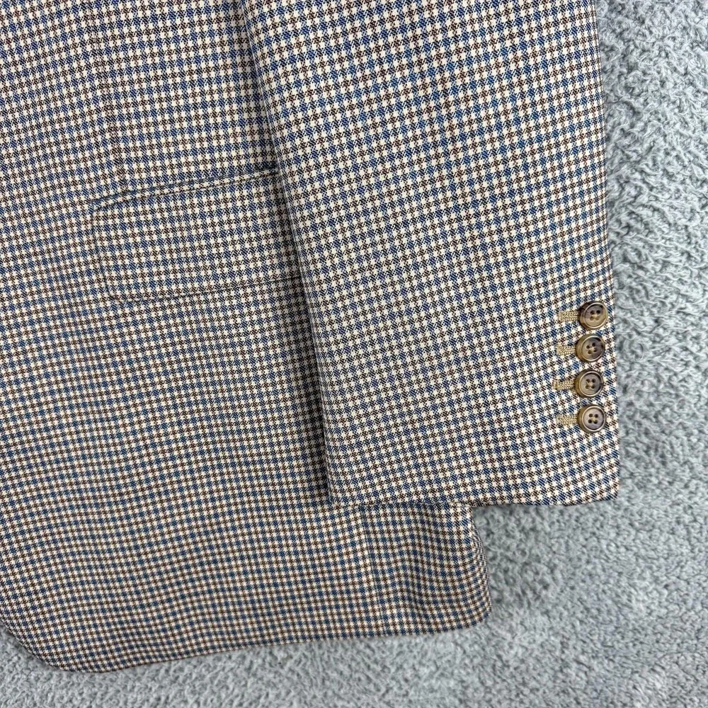 Austin Reed Blazer Mens 44R Blue‎ Brown Check Wool Sport Coat Made USA Dillard's